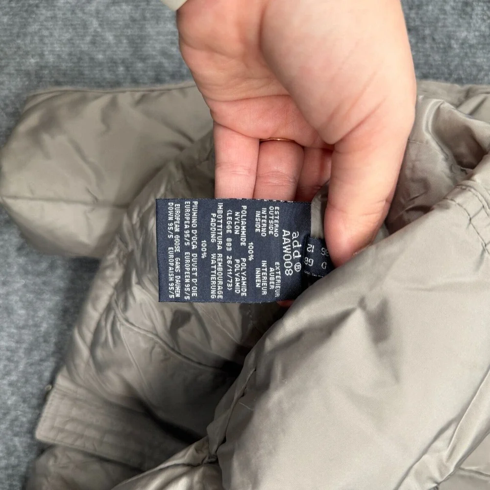 ADD Jacket Womens 4 Beige Pillow Collar Goose Down Coat  Italy Down Puffer - Picture 8 of 10